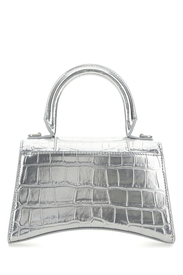 BALENCIAGA | Silver leather XS Hourglass handbag