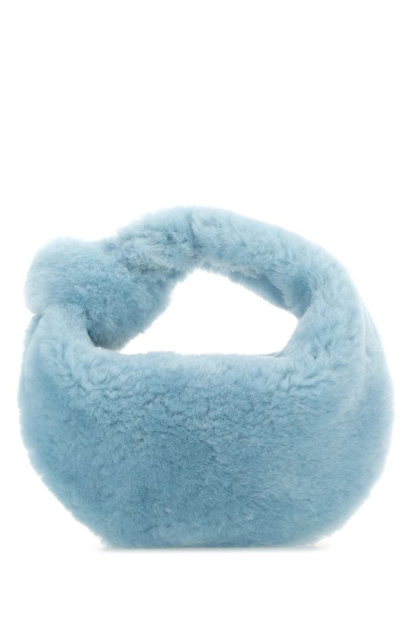 BOTTEGA VENETA | Pastel light-blue shearling mini Jodie handbag