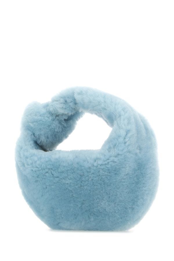 BOTTEGA VENETA | Pastel light-blue shearling mini Jodie handbag