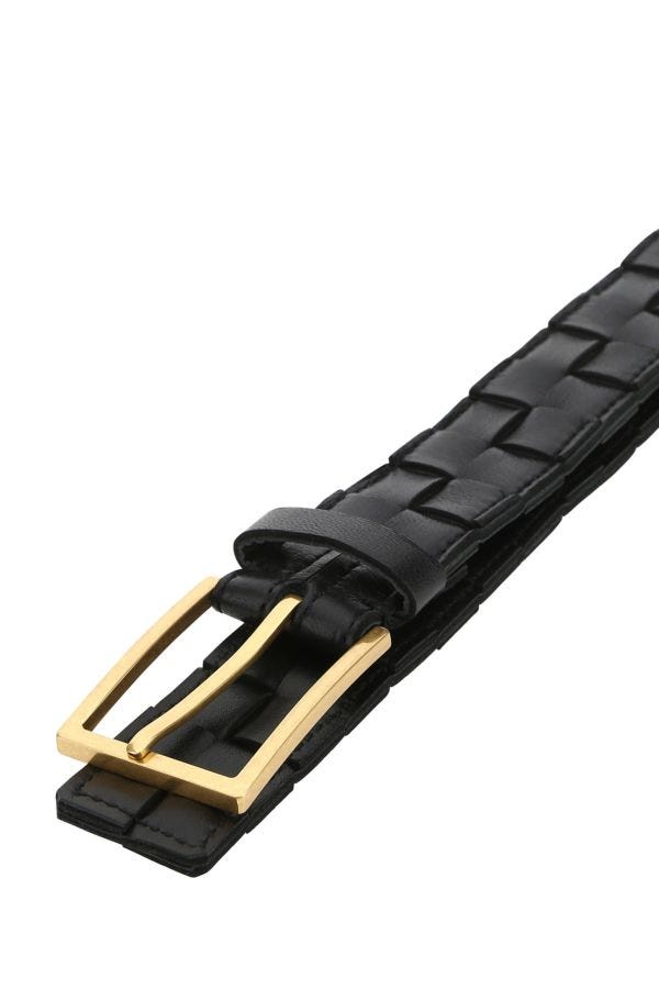BOTTEGA VENETA | Black leather Maxi Intreccio belt