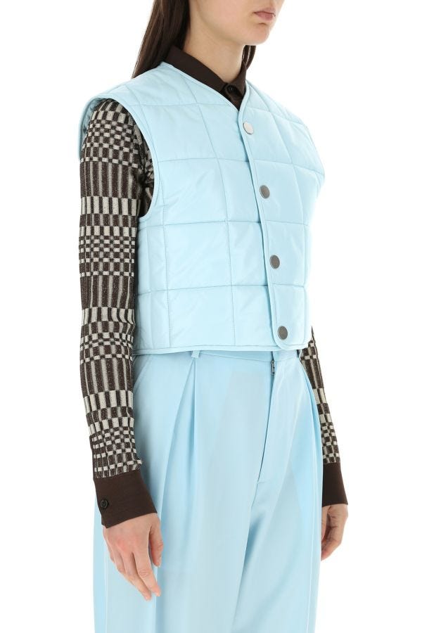 BOTTEGA VENETA | Pastel light-blue nappa leather padded vest