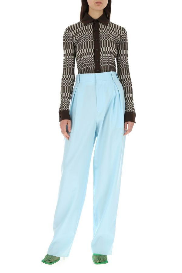 BOTTEGA VENETA | Pastel light-blue wool wide-leg pant