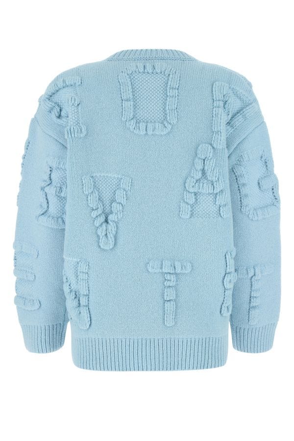 BOTTEGA VENETA | Light blue stretch wool blend Shetland Alphabet oversize sweater