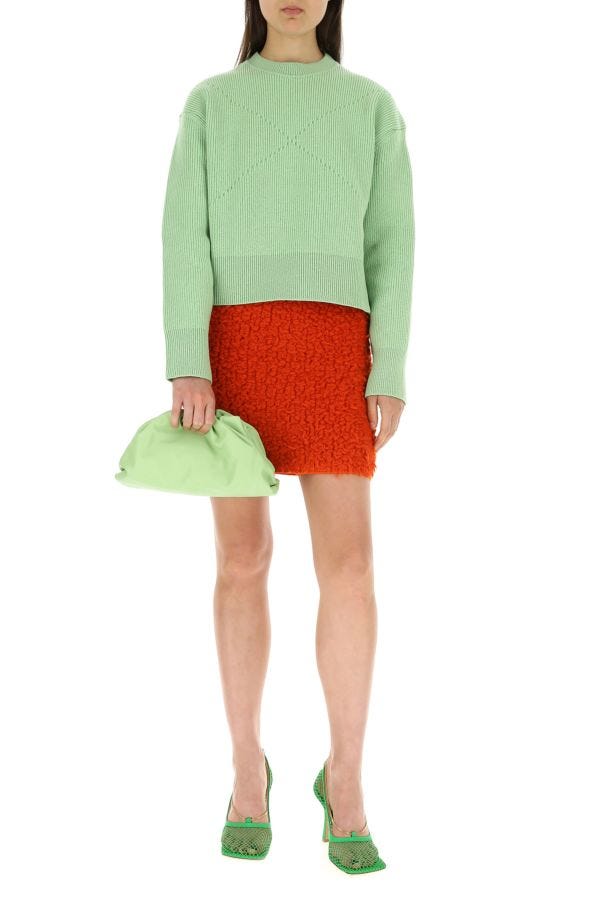 BOTTEGA VENETA | Light green nappa leather Teen Pouch clutch
