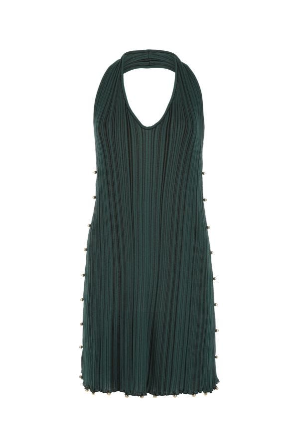 BOTTEGA VENETA | Bottle green polyester blend mini dress