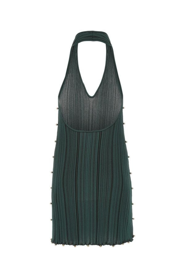 BOTTEGA VENETA | Bottle green polyester blend mini dress