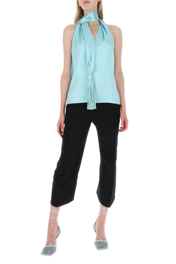 BOTTEGA VENETA | Midnight blue cotton cropped cut pant