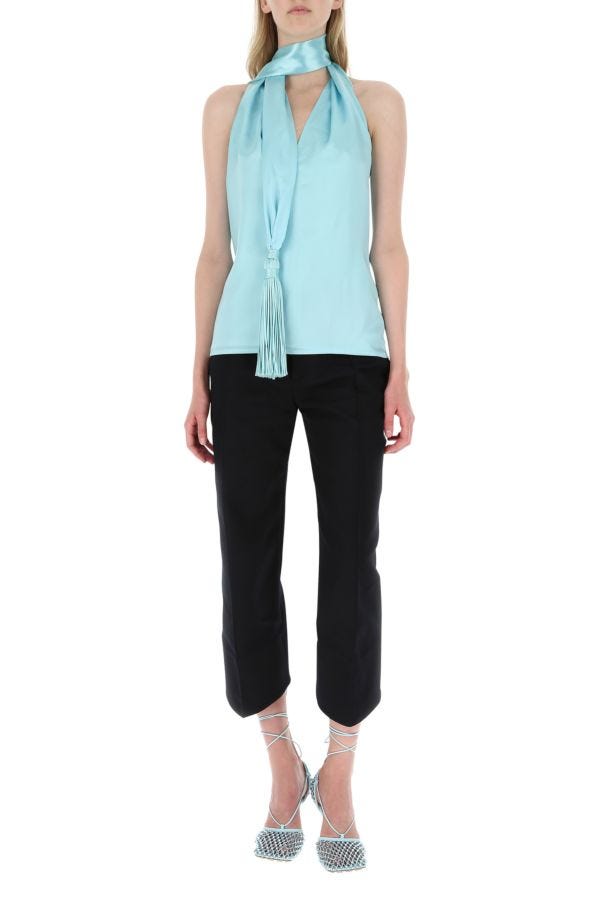 BOTTEGA VENETA | Pastel light-blue satin top