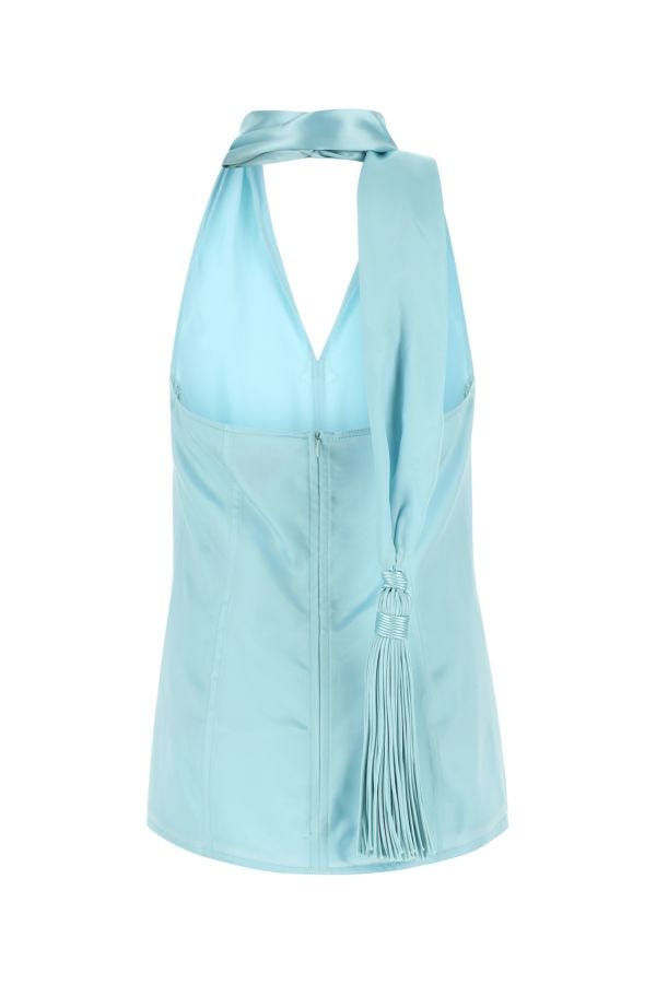BOTTEGA VENETA | Pastel light-blue satin top