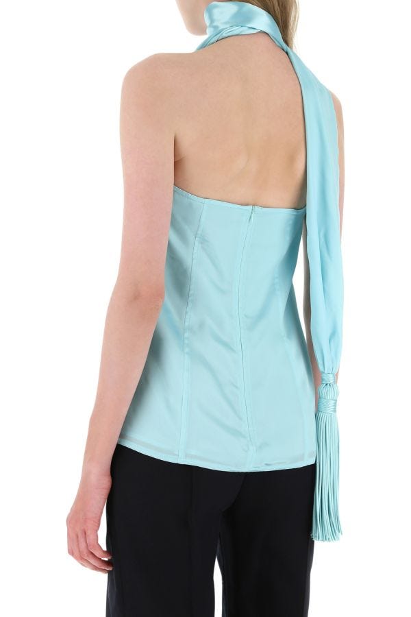 BOTTEGA VENETA | Pastel light-blue satin top