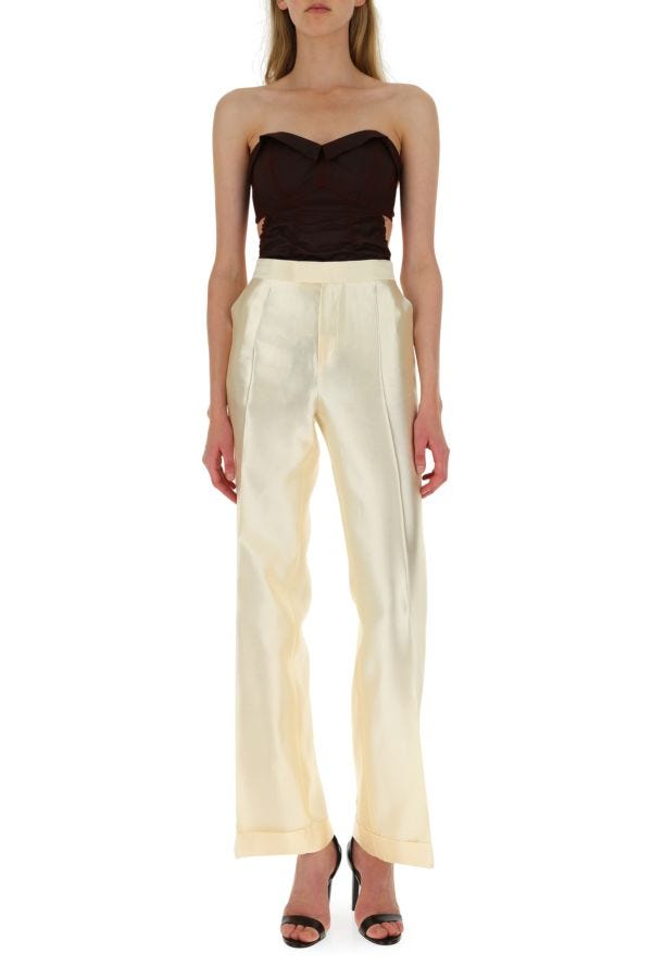 MAISON MARGIELA | ivory viscosa blend wide-leg pant