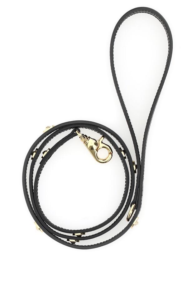 VERSACE | Black leather Medusa leash