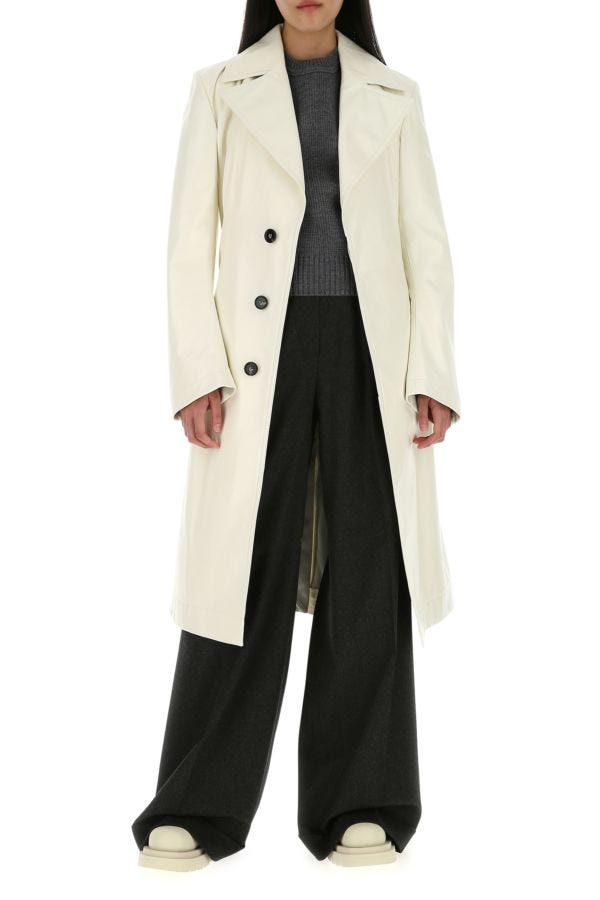 BOTTEGA VENETA | Ivory leather coat