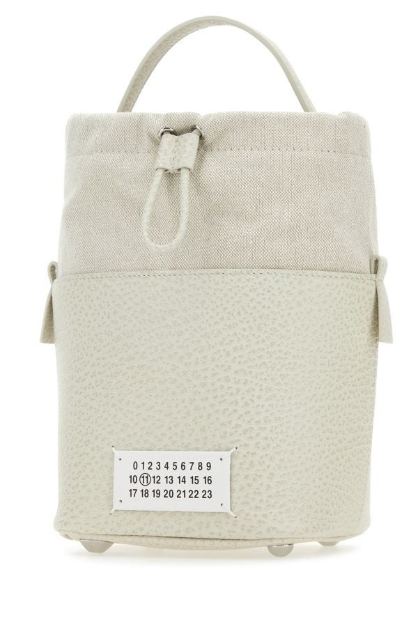 MAISON MARGIELA | Chalk leather and canvas mini 5AC bucket bag