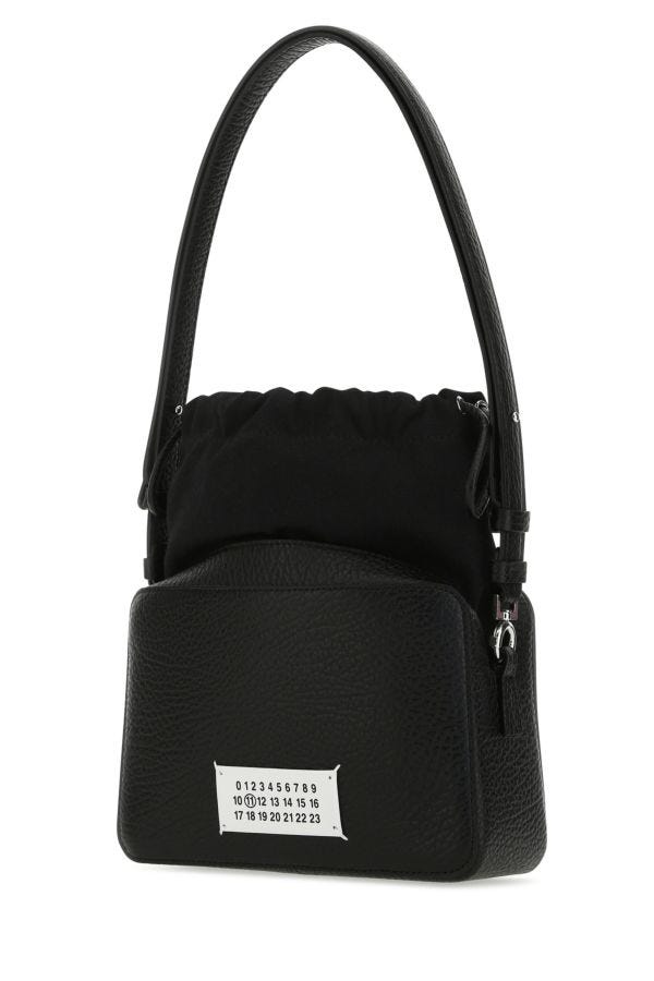 MAISON MARGIELA | Black leather and fabric 5AC bucket bag