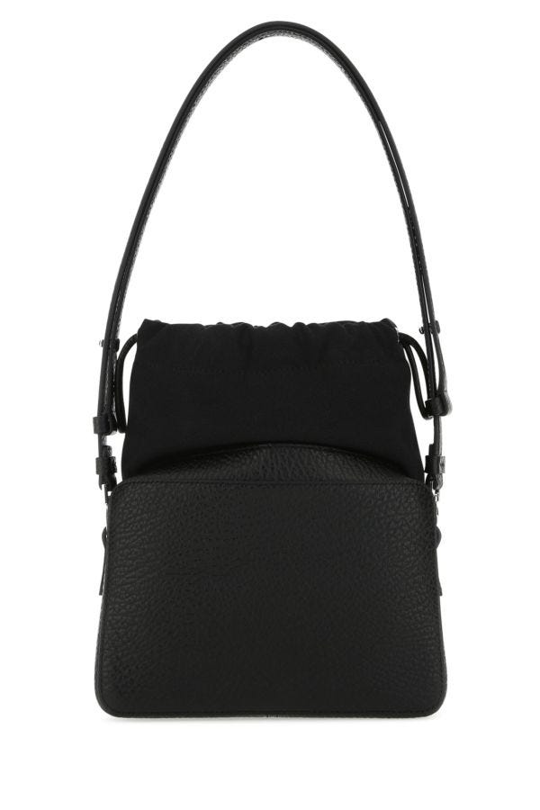 MAISON MARGIELA | Black leather and fabric 5AC bucket bag