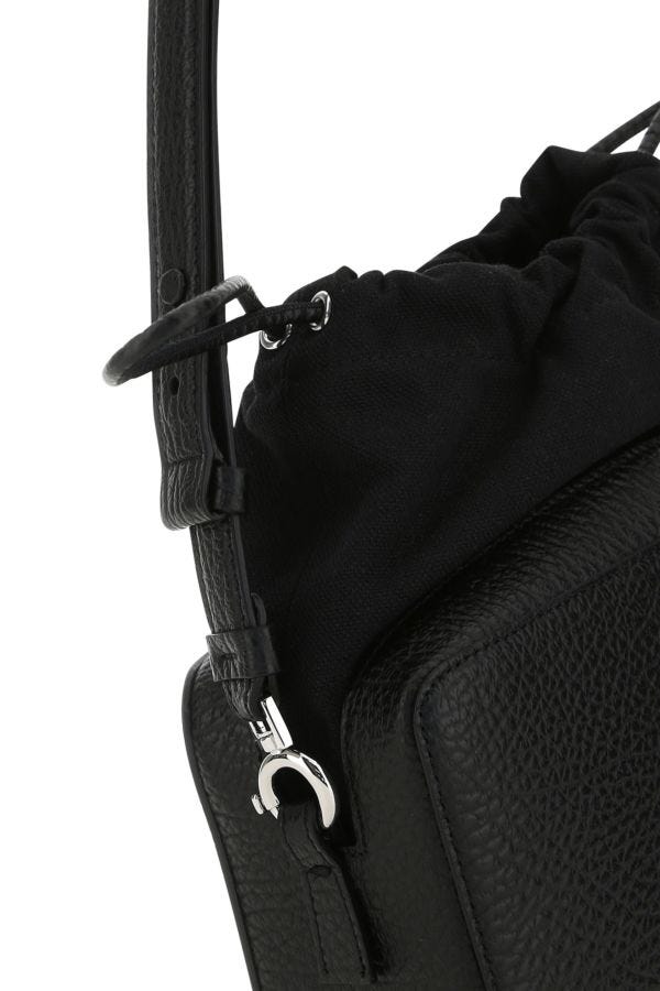 MAISON MARGIELA | Black leather and fabric 5AC bucket bag