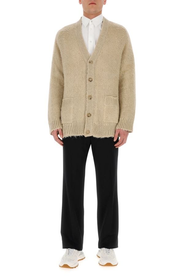 MAISON MARGIELA | Beige linen oversize cardigan