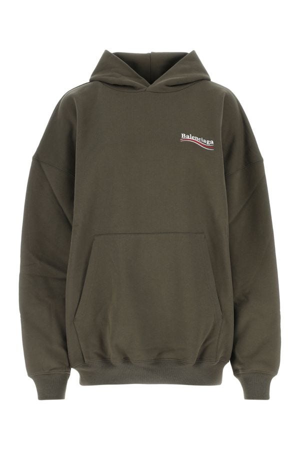 BALENCIAGA | Military green cotton oversize sweatshirt