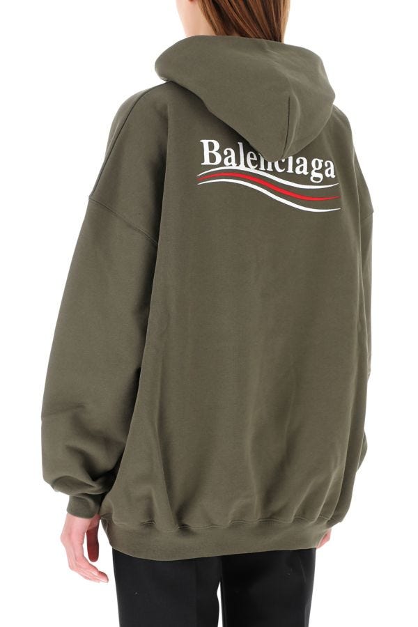BALENCIAGA | Military green cotton oversize sweatshirt