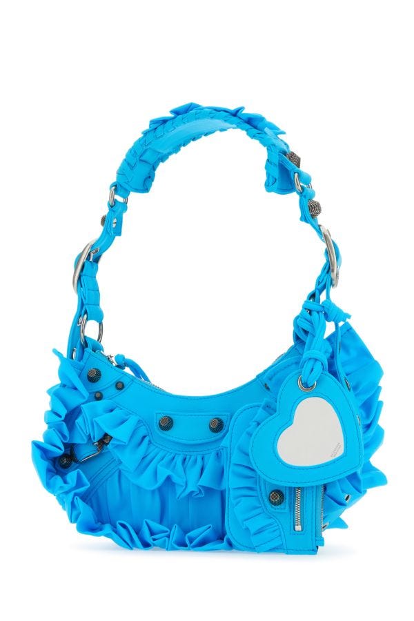 BALENCIAGA | Turquoise fabric Le Cagole XS shoulder bag