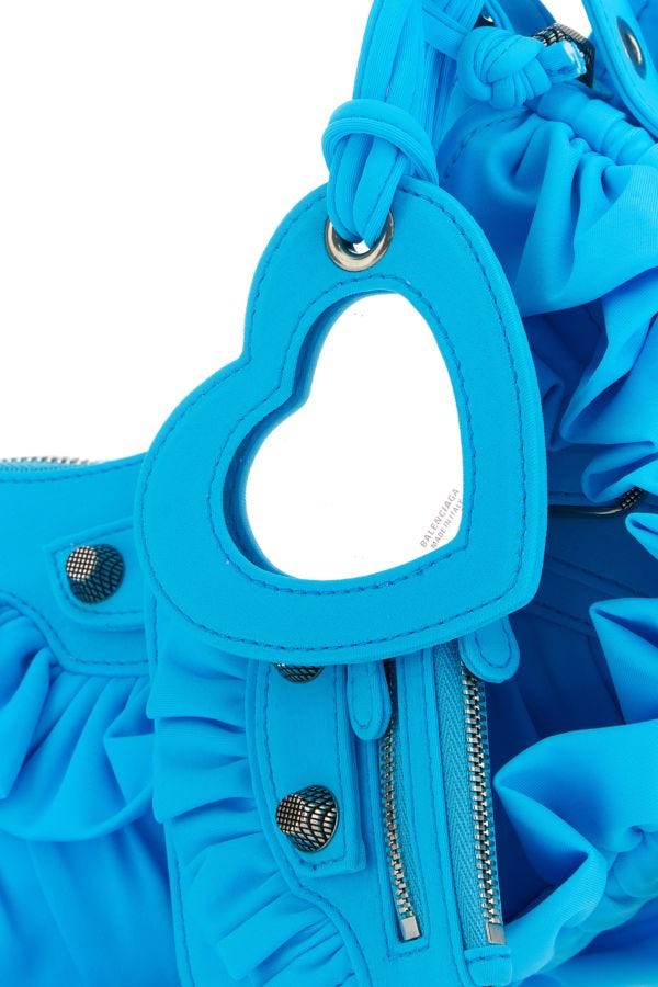 BALENCIAGA | Turquoise fabric Le Cagole XS shoulder bag