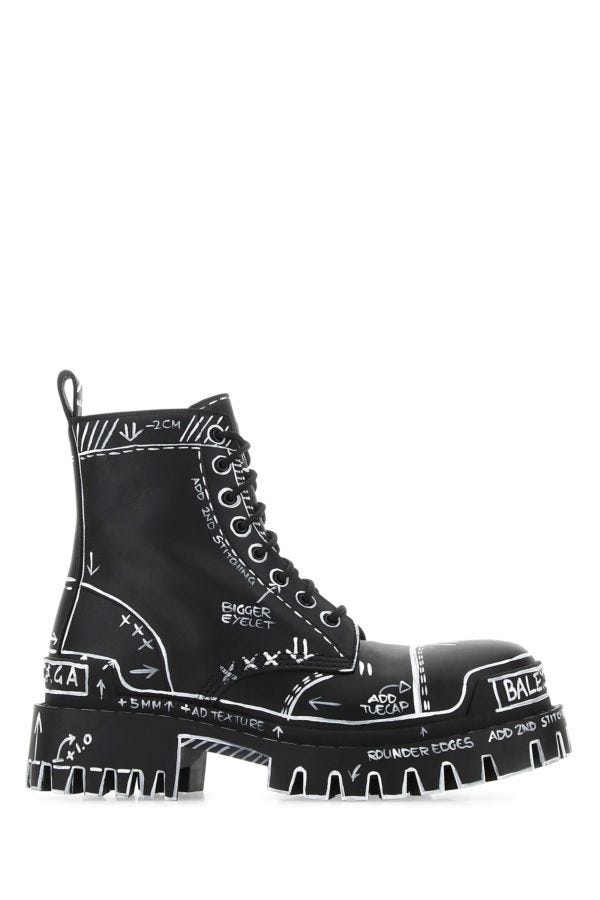 BALENCIAGA | Printed leather ankle boots