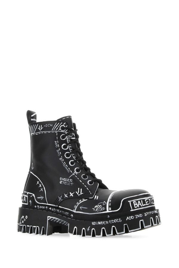 BALENCIAGA | Printed leather ankle boots
