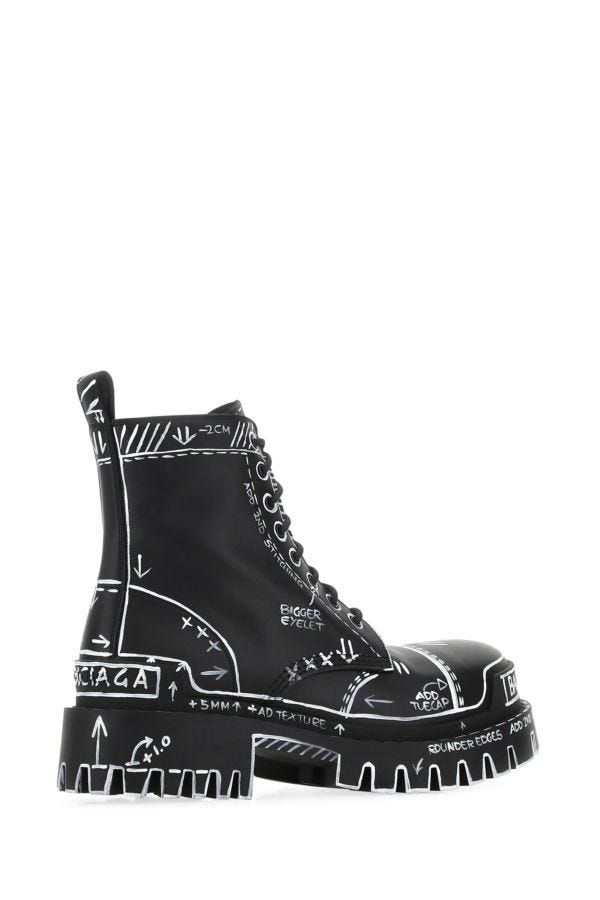 BALENCIAGA | Printed leather ankle boots