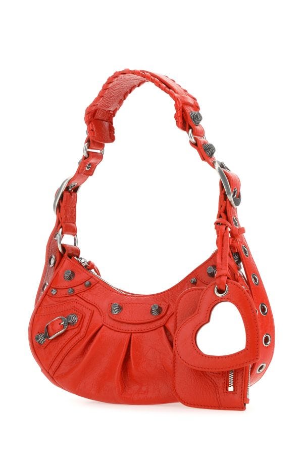 BALENCIAGA | Red nappa leather Le Cagole XS shoulder bag