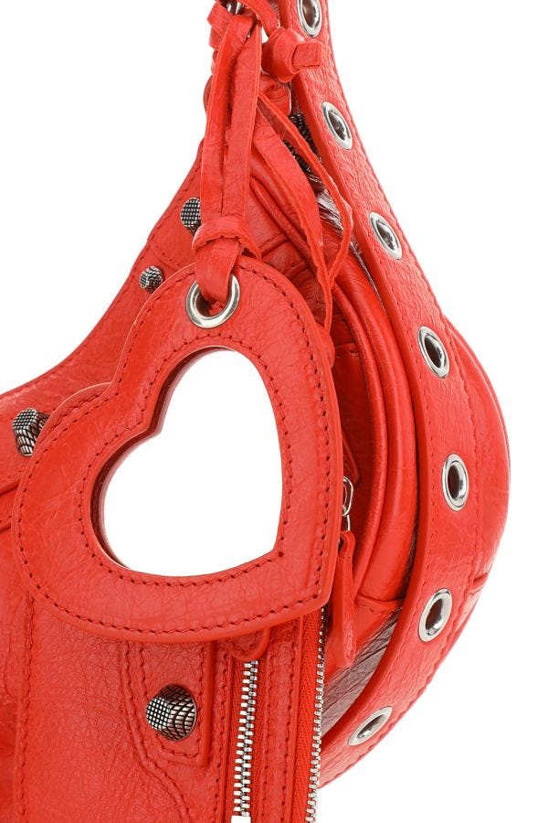 BALENCIAGA | Red nappa leather Le Cagole XS shoulder bag