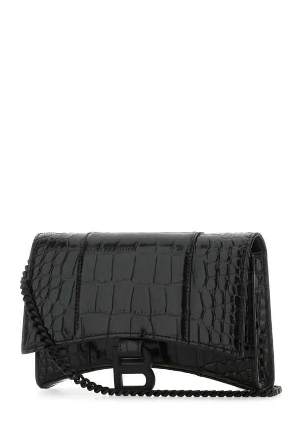 BALENCIAGA | Black nappa leather Hourglass wallet