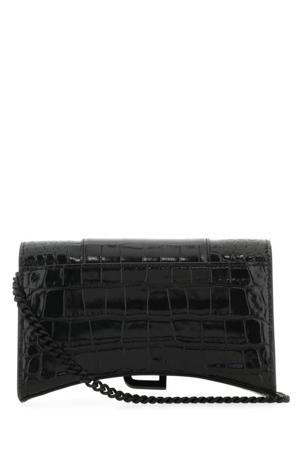 BALENCIAGA | Black nappa leather Hourglass wallet