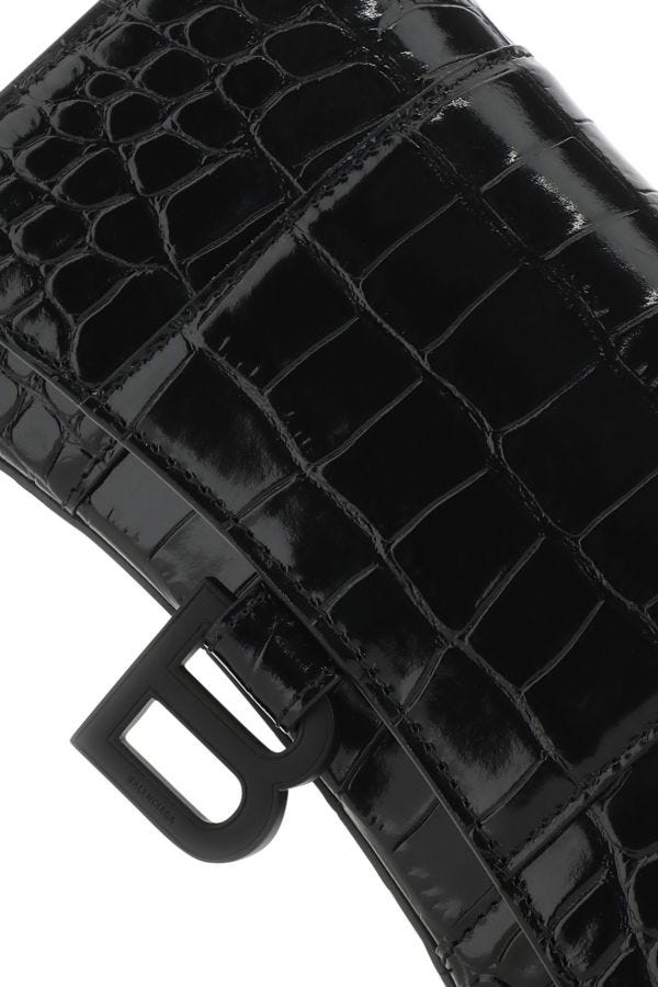 BALENCIAGA | Black nappa leather Hourglass wallet