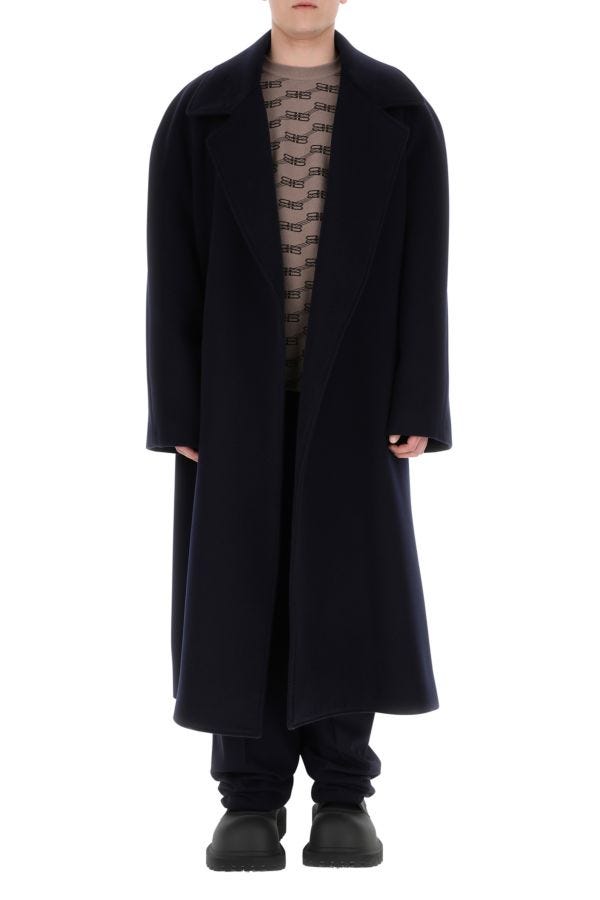BALENCIAGA | Navy blue twill wide-leg pant