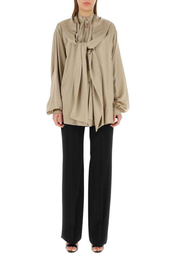 BALENCIAGA | Cappuccino satin oversize shirt
