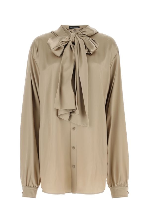 BALENCIAGA | Cappuccino satin oversize shirt