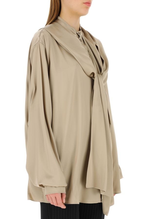 BALENCIAGA | Cappuccino satin oversize shirt
