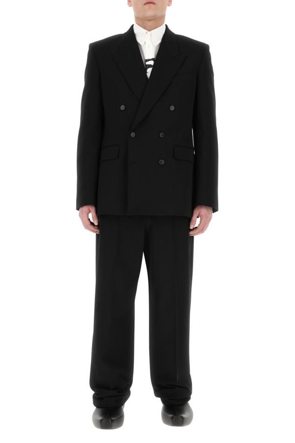 BALENCIAGA | Black twill wide-leg pant