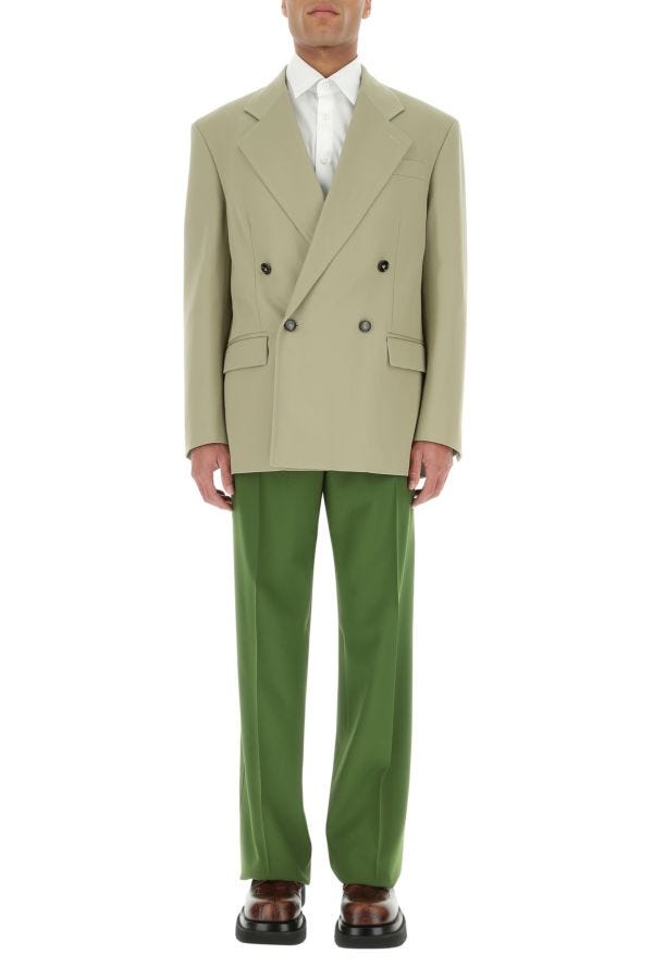 BOTTEGA VENETA | Pastel green stretch wool oversize blazer