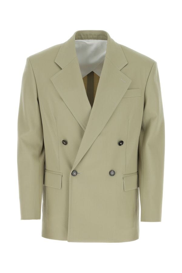 BOTTEGA VENETA | Pastel green stretch wool oversize blazer