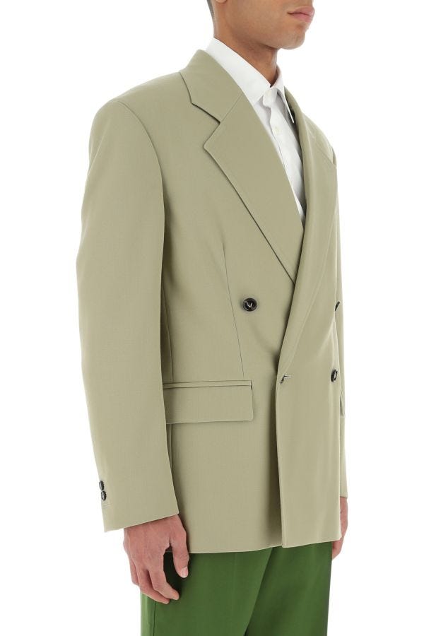 BOTTEGA VENETA | Pastel green stretch wool oversize blazer