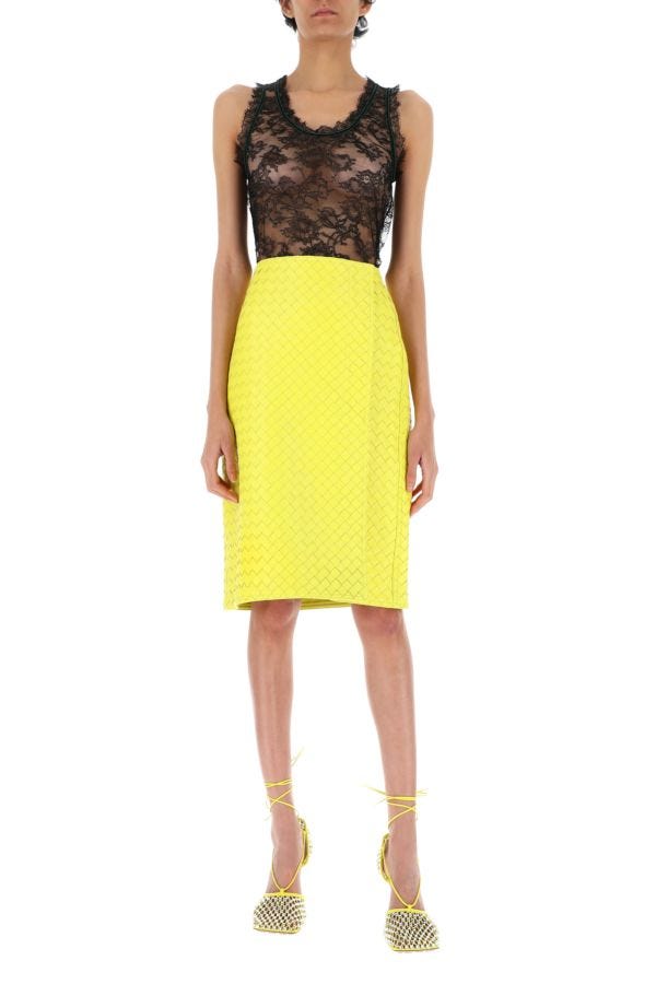 BOTTEGA VENETA | Yellow leather skirt