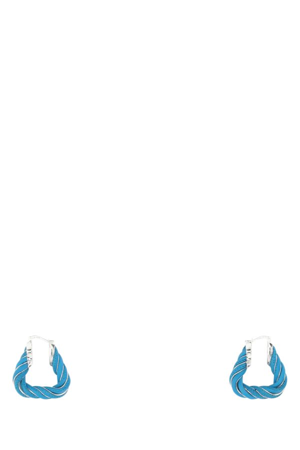 BOTTEGA VENETA | Light-blue nappa leather and 925 silver Twist Triangle earrings