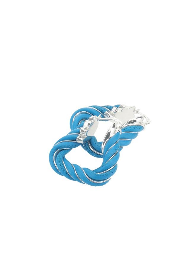 BOTTEGA VENETA | Light-blue nappa leather and 925 silver Twist Triangle earrings