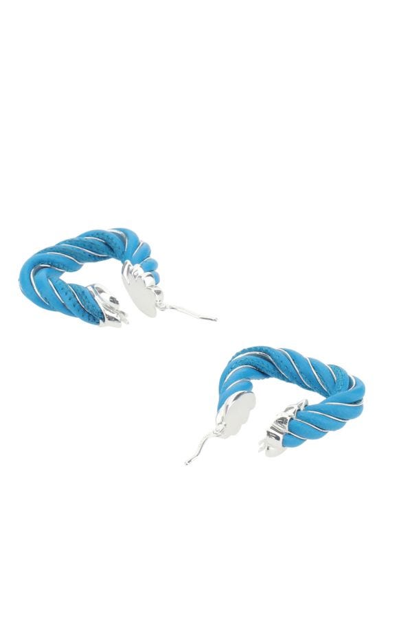BOTTEGA VENETA | Light-blue nappa leather and 925 silver Twist Triangle earrings