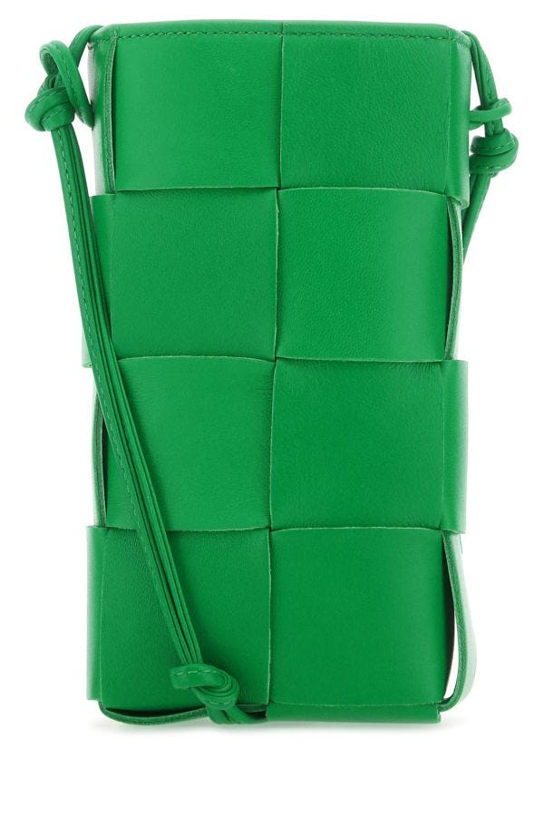 BOTTEGA VENETA | Grass green leather phone case