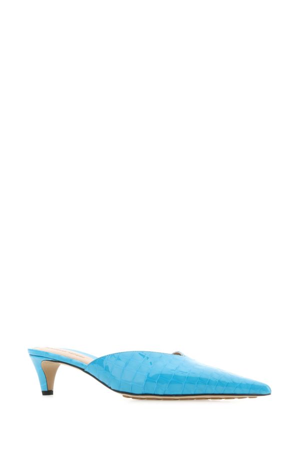 BOTTEGA VENETA | Turquoise leather Punta mules