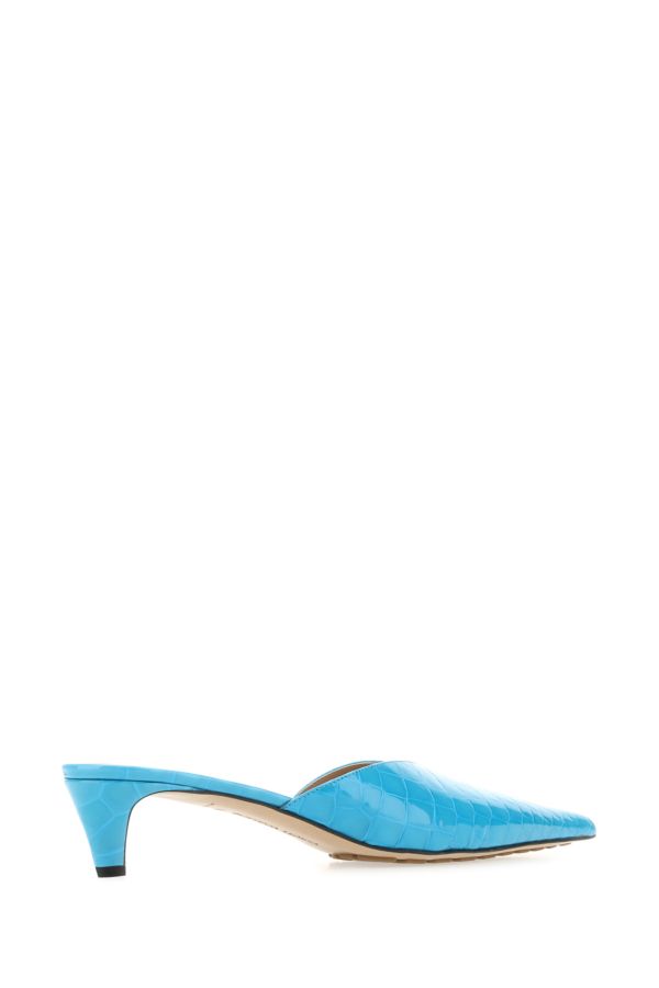 BOTTEGA VENETA | Turquoise leather Punta mules