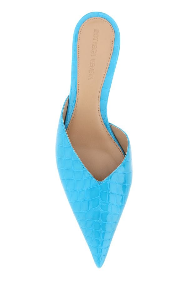BOTTEGA VENETA | Turquoise leather Punta mules